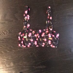 pink and black cherry bikini top